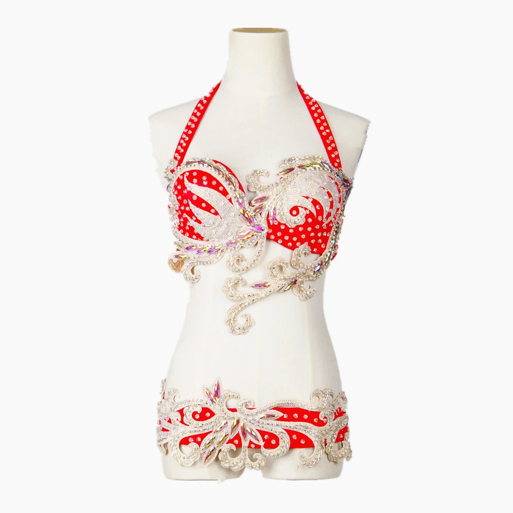 Сценический костюм для танца живота восточных танцев бюстгальтер с бусинами и