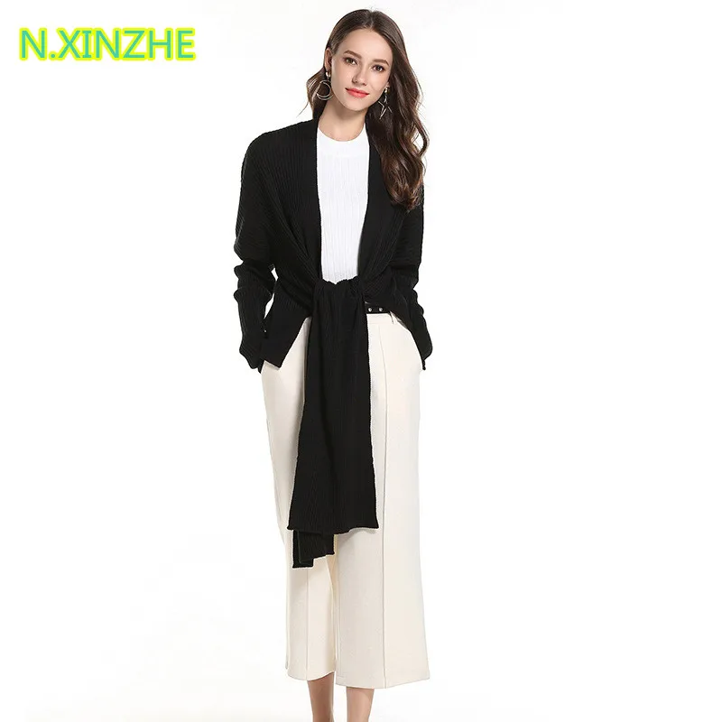 2019 women clothing long sleeve solid relaxed asymmetrical sweater Tops Female fashion casual loose knitted cardigans coat |