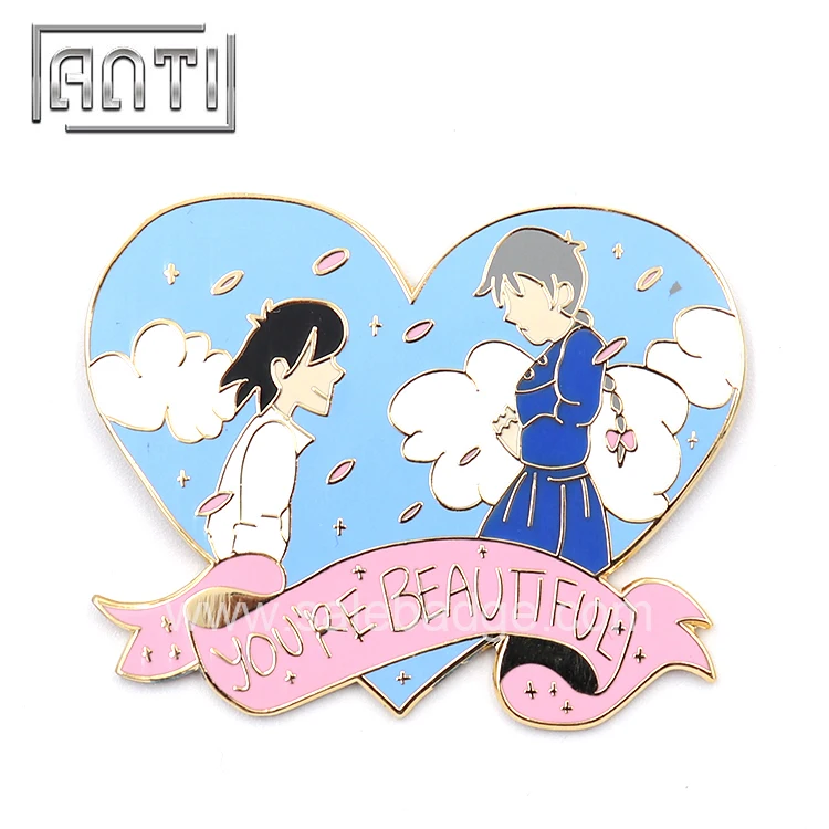 

Custom lapel a couple sweet people lapel pin high quality hard enamel Badge no MOQ