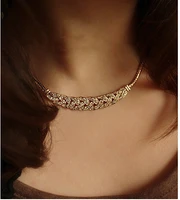 women jewelry pendant chain crystal choker chunky statement bib charm necklace a029g