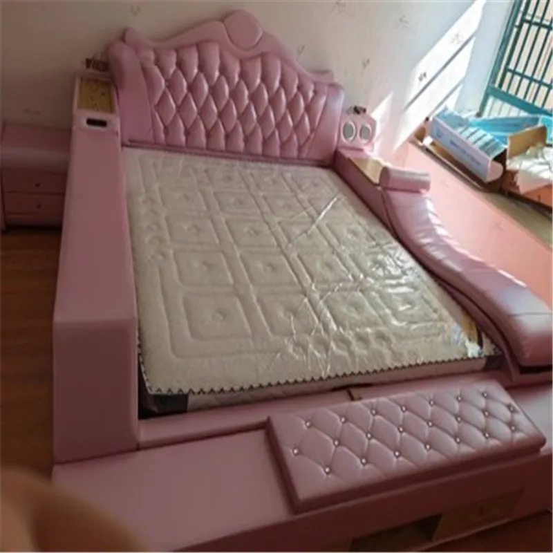 Кожаные кровати большого размера с хранением для детской кроватки Современная