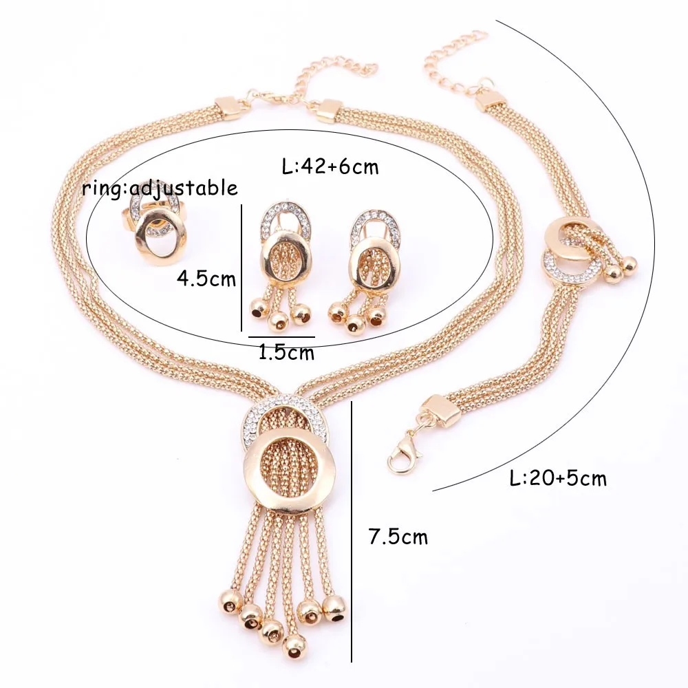 OEOEOS Jewelry Sets Dubai Gold Color Wedding For Women Brides Jewelery Costume Crystal Necklace Earrings | Украшения и аксессуары