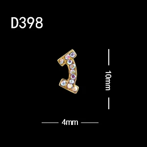 D398 10 шт./лот,, амулеты, Длинные полосы, стразы, для украшения ногтей, 3D, квадратная форма C, сплав, драгоценные камни для ногтей - Цвет: D398