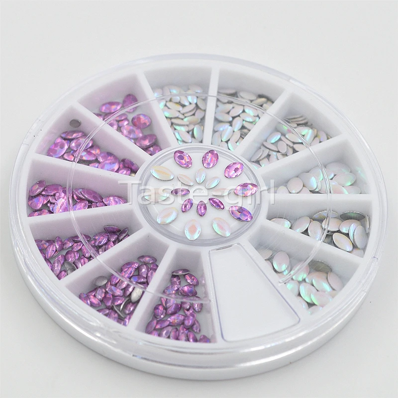 2 размера Овальный блестящие стразы колесико для 3D нейл арта украшения кончиков