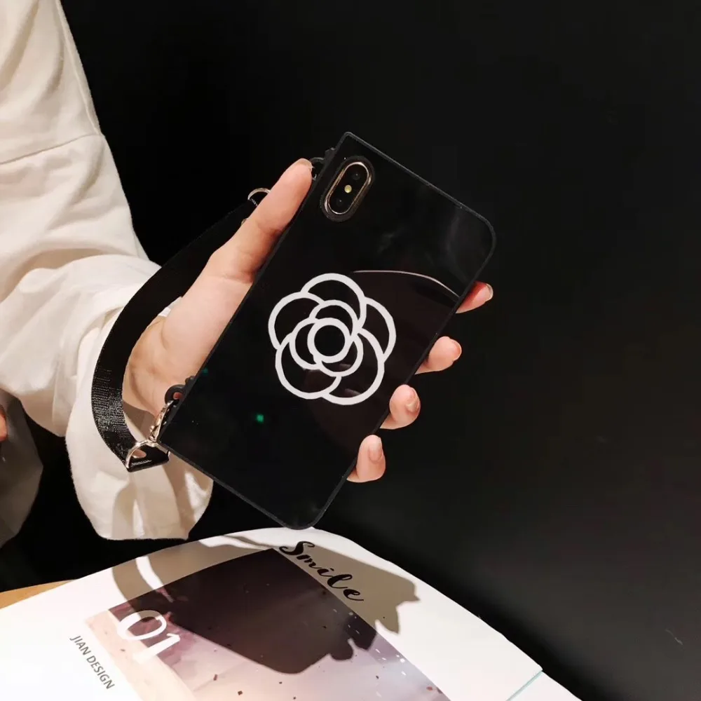 Aoweziic Camellia диагональная Длинная цепочка для iPhone Xs Max XR Чехол для мобильного телефона 6S 7plus X 8 мягкая оболочка Женская волна