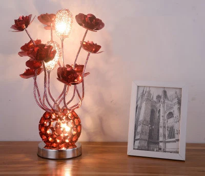 40cm red Спальня прикроватные Творческий led Настольная лампа Алюминий Роза стол свет Свадебная вечеринка украшения светодиодные настольные лампы Красота салон настольная лампа прикроватная лампа настольная лампа светодиодная - Цвет абажура: 40cm red