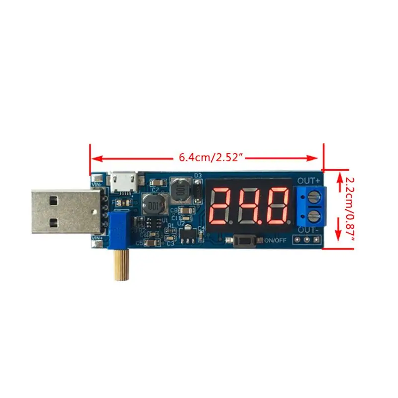 

DC-DC 5V to 1.2V-24V USB Step UP/Down Power Supply Module Adjustable Converter