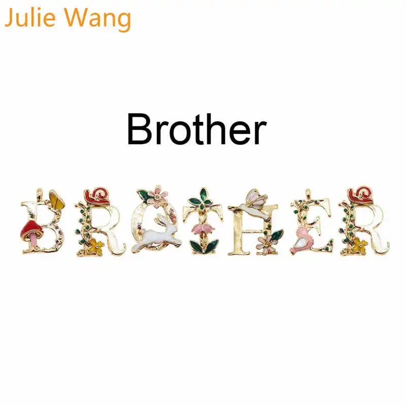 Julie Wang 6 шт. золотистые тона с 26 буквами эмаль красочные афабеты ожерелье подвеска