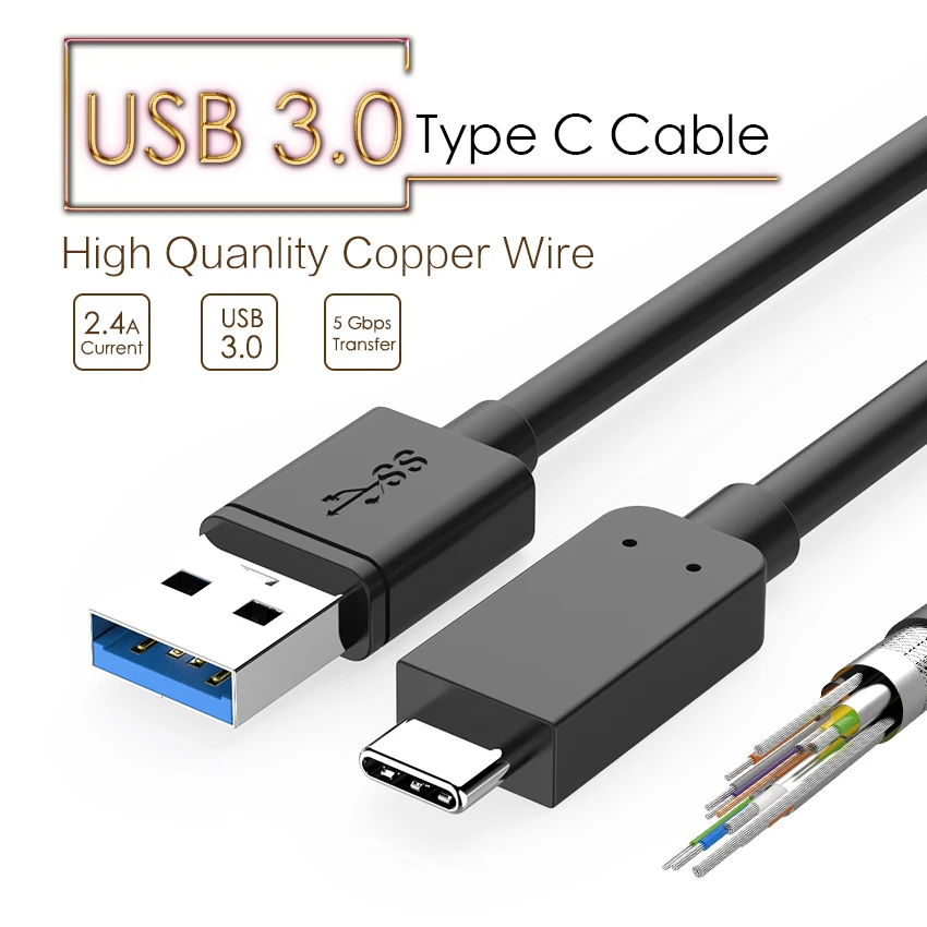 Кабель JianHan USB 3 0 типа C 5 Гбит/с быстрое зарядное устройство Кабели Type для Xiaomi 4C Mi5