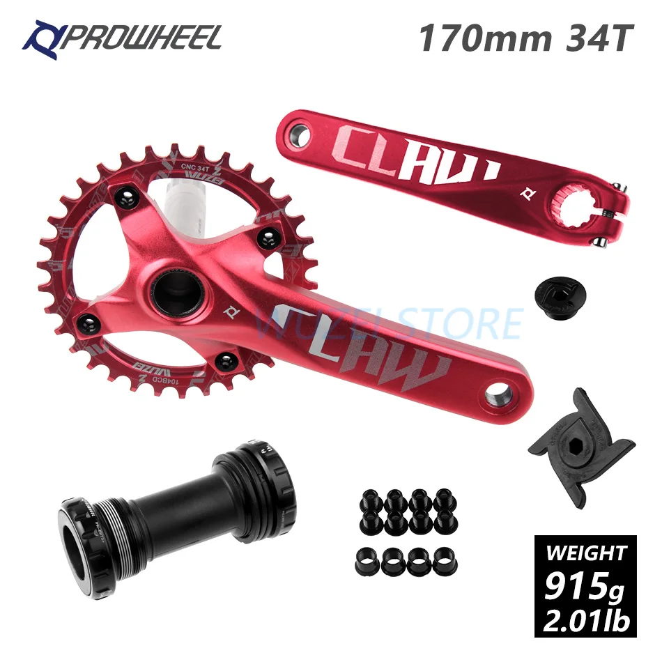 Prowheel 104 BCD mtb велосипед кривошипно 170/175 мм/30/32/34/36/38 T Круглый Звездочка с каретка BB шатун для горного велосипеда - Цвет: 170 Red 34T and BB