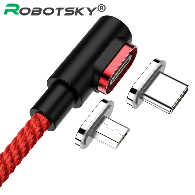 Фото Магнитное зарядное устройство с углом 90 градусов Micro USB PD кабель 1 м 3A быстрая Магнитное зарядное устройство с углом 90 градусов Micro USB PD кабель 1 м 3A быстрая