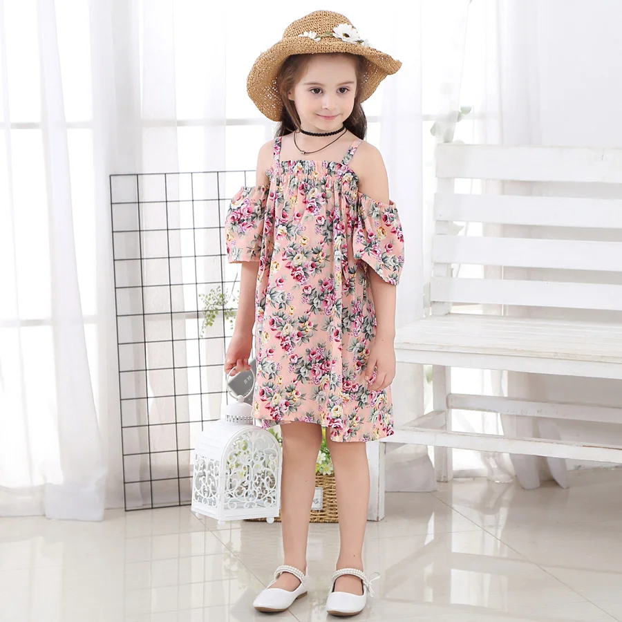 Модное летнее платье с цветочным рисунком для девочек детский хлопковый