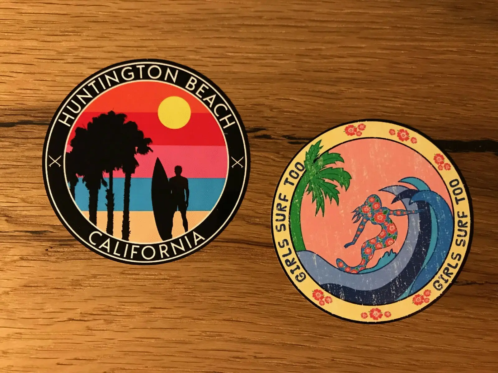 

Surfboard Stickers Vintage Bus Surfer Beach USA Sexy Girl Buggy Retro # 465