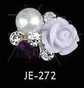 JE-272 10 шт./лот, 15 стилей на выбор, Большой жемчуг, полимерные цветы для ногтей, стразы для украшения ногтей, 3D Шарм, сплав, сделай сам, наклейки для ногтей, подвески - Цвет: JE-272