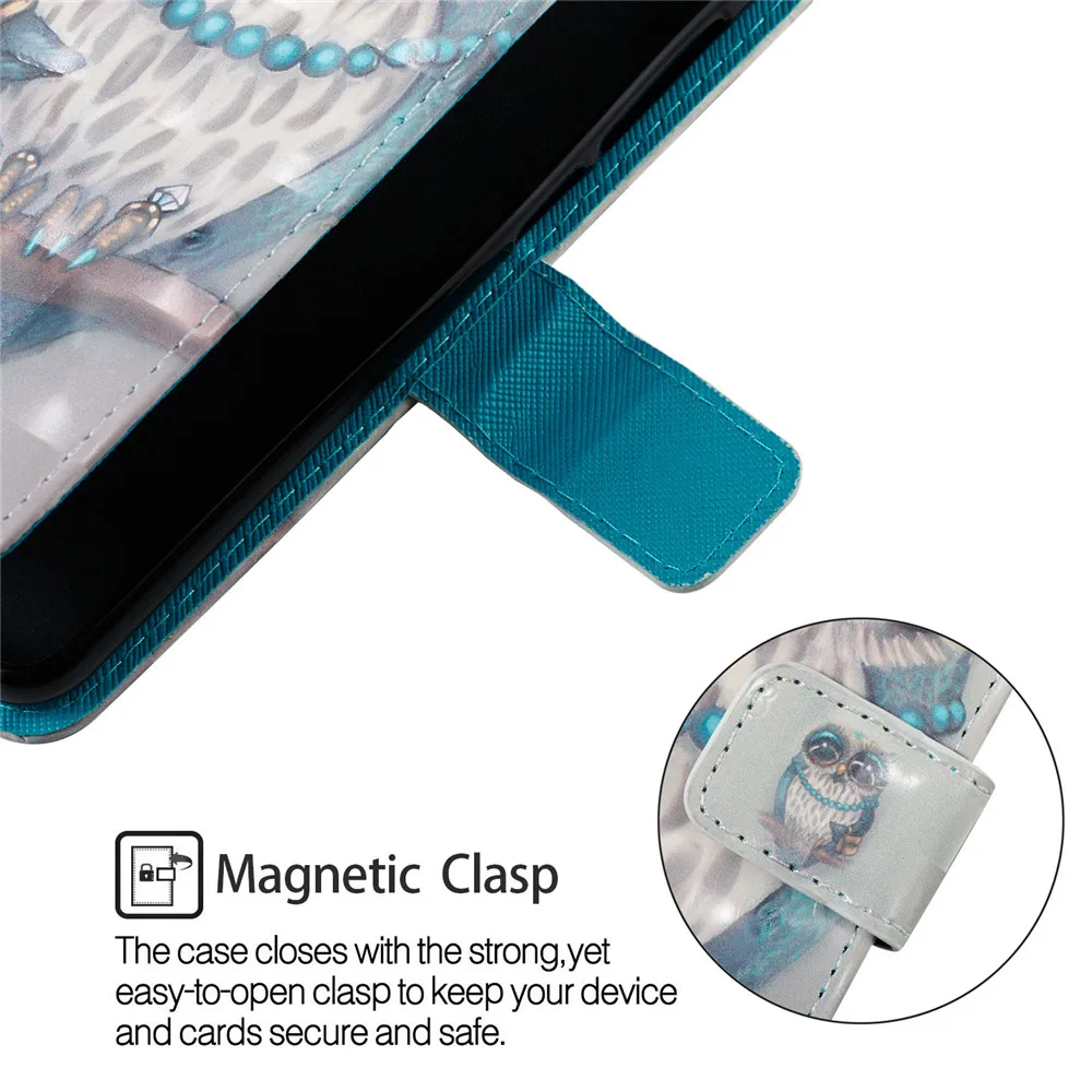 Для huawei Y5 Y7 Prime Y6 Y9 Nova 3i 2i флип-чехол-книжка Стильный чехол-портмоне из кожи Стильные 3D роспись визуальный со слотами для карт