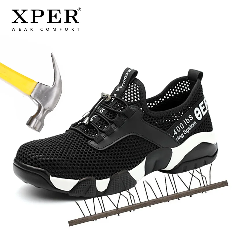 XPER Summer Breathable Men Safety Work Shoes Anti-Puncture Sneaker For Male Anti-Smashing Steel Toe Comfort Casual #XP032 |
