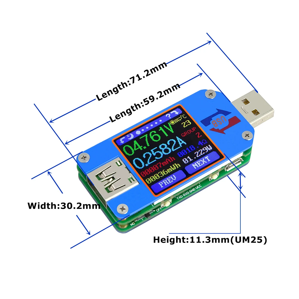 RD UM25C/ UM25 USB 2 0 Type C цветной ЖК тестер напряжения измеритель тока Вольтметр