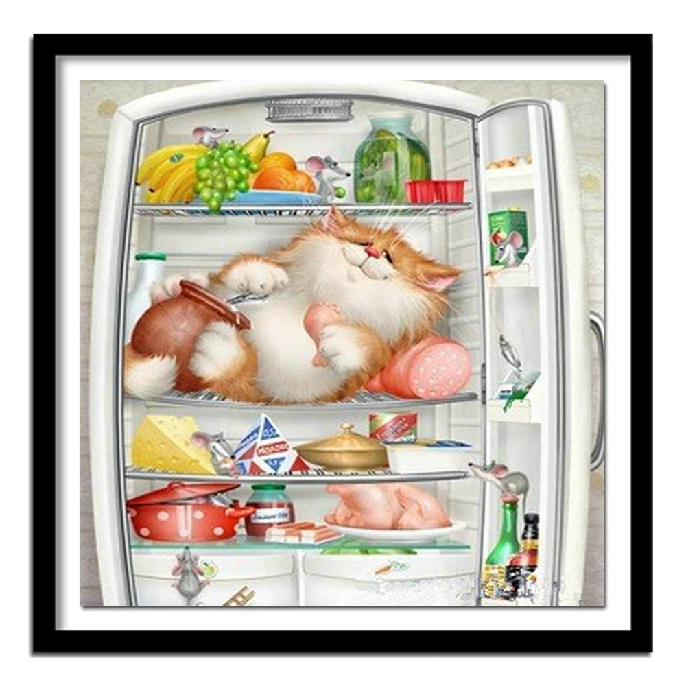 Бесплатная доставка Алмазная вышивка с котом и мышкой рукоделие крестиком Смола