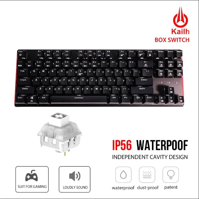 White Switch-White HEXGEARS GK707 87 Клавиатура белый синий водонепроницаемый Kailh коробка переключатель игровая клавиатура Горячая замена переключатель Механическая игровая клавиатура - Цвет: White Switch-White