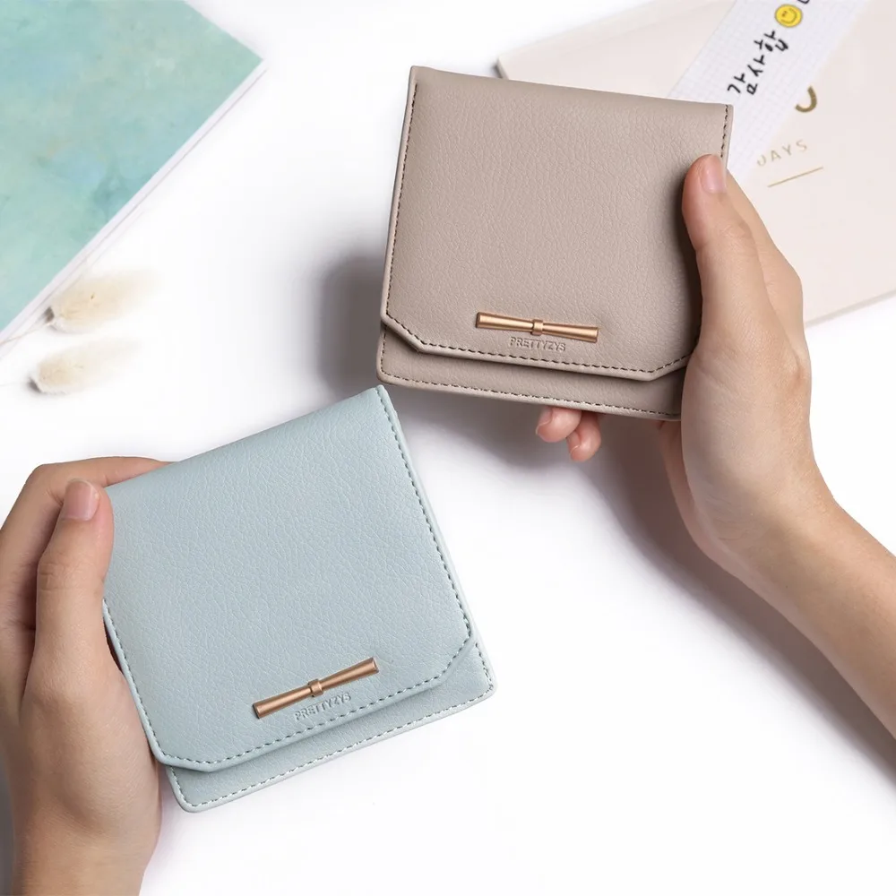 Prettyzys Women Lovely Short Wallet Leather Zipper Slim Mini Coin Purse Hasp Female Fashion Lady Portable Small Bowknot For Girl | Багаж и