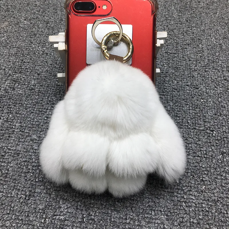 Fashion Women Fluffy Rex Rabbit Fur Keychain Mini Cute Bunny Key Chains phone Bag Charm Pom Ball Car Keyring | Украшения и