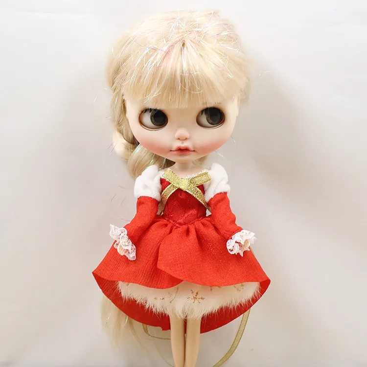 Наряды для куклы Blyth; рождественское и новогоднее платье; костюм для 1/6 года; BJD pullip licca