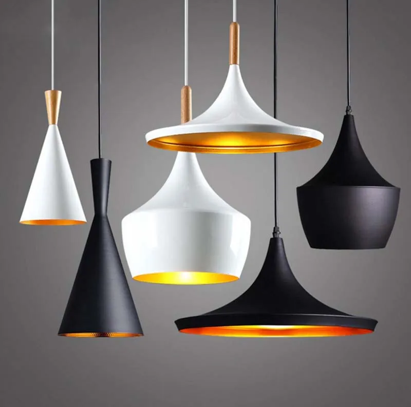 

British Design Black White Copper shade Beat Tall fat wide pendant lamp light E27 for Restaurant Living Room Bedroom Hotel Decor
