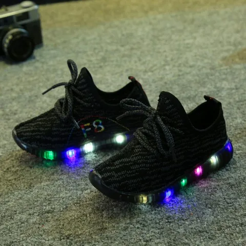 lights shoes От 1 до 5 лет Светодиодный Фонари маленькие девочки и мальчики светящиеся мягкие нескользящие спортивные туфли на подошве Детские кроссовки повседневная обувь - Цвет: lights shoes