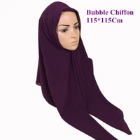 115115cm plain square bubble chiffon instant hijab shawl lady summer beach scarves and wraps headband foulards muslim sjaal