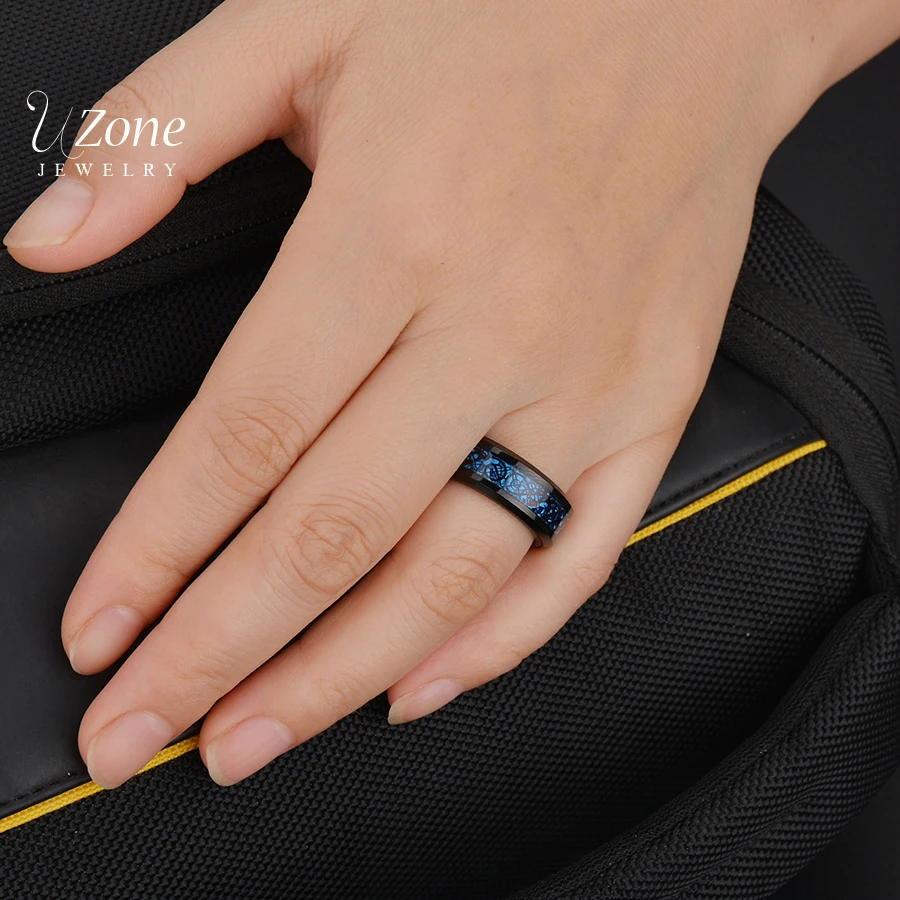 Кольцо на палец из нержавеющей стали с синим и черным драконом|finger ring|ring of powerbrand