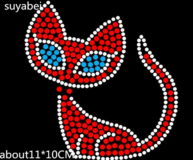 

2pc/lot Lovely cat hot fix rhinestone sticker iron on applique patches designs iron on transfer fixing rhinestones
