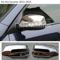 car styling decoration back rear view rearview side door mirror cover stick trim frame molding 2pcs for kia sorento 2013 2014