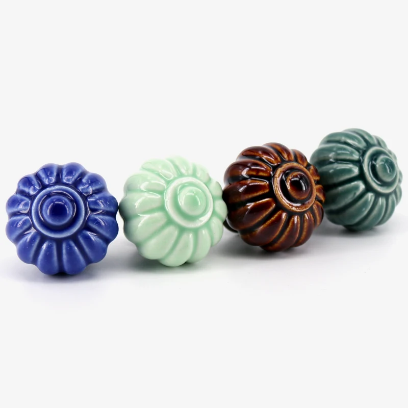 

1x Creative Porcelain Pumpkin Dresser Knob Colorful Ceramic Kitchen Furniture Drawer Pulls Handles Children's Room Knob