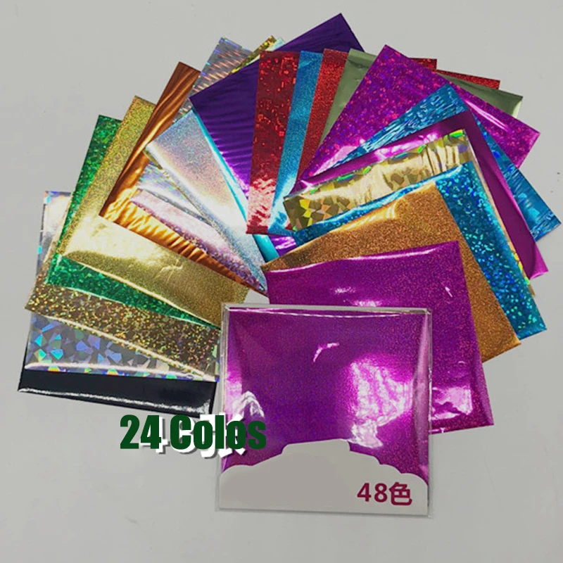 DIY передача штамповки 24 лазерных цвета 48 штук (8X8 см) железо и ламинатор для