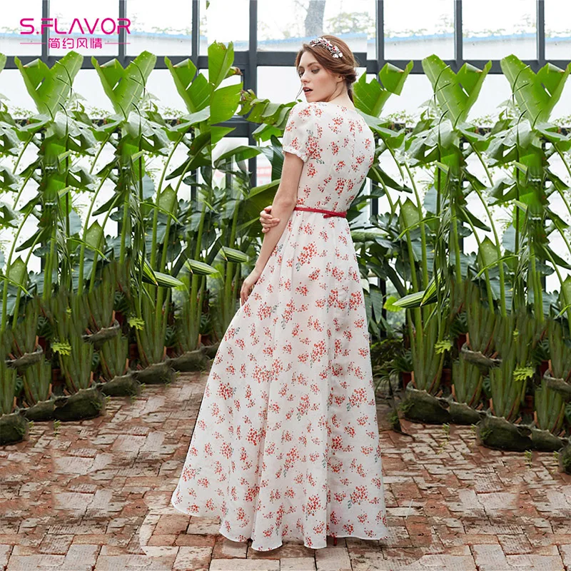 Для женщин Boho Цветочный Принт Вечерние Длинное платье 2018 короткий рукав богемный
