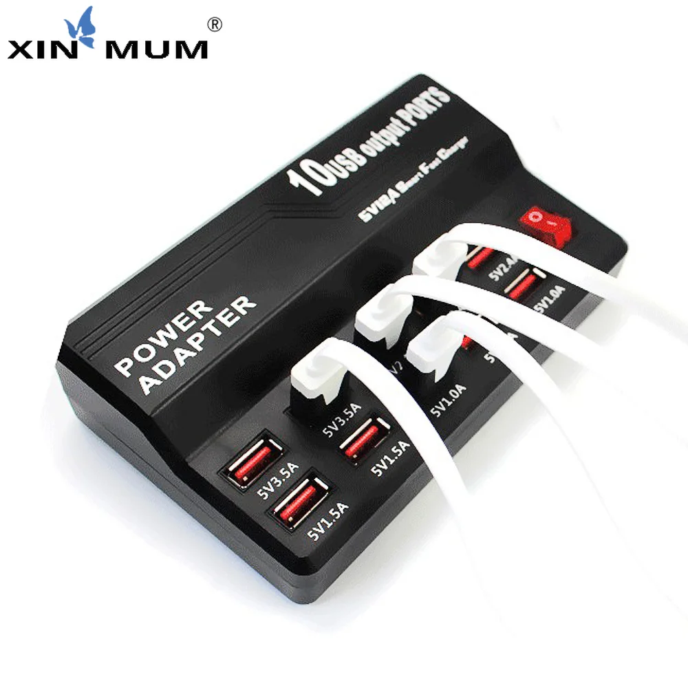 US/EU/UK/AU разъем 5В 12A 10 Порты интеллигентая (ый) Зарядка через USB станции переменного