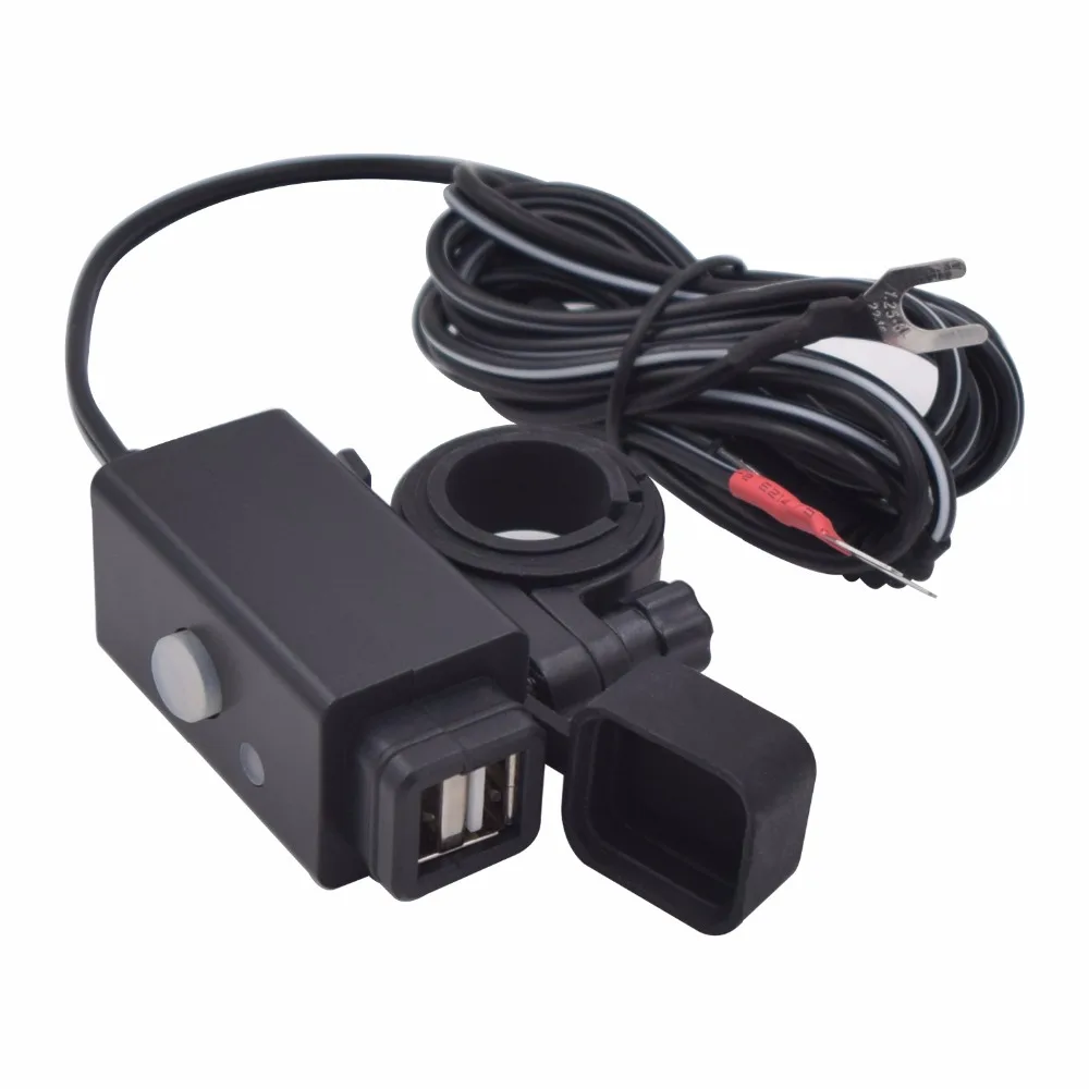 Водонепроницаемый USB адаптер Aileap для телефона на мотоцикл с выключателем питания