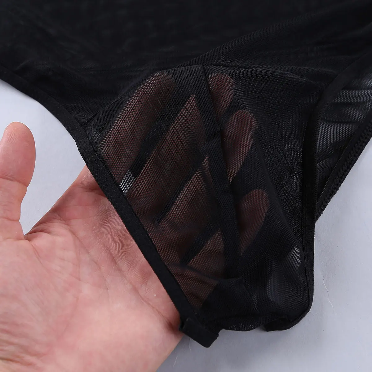 Мужской цельный костюм для геев MSemis прозрачное Сетчатое боди с длинным рукавом и