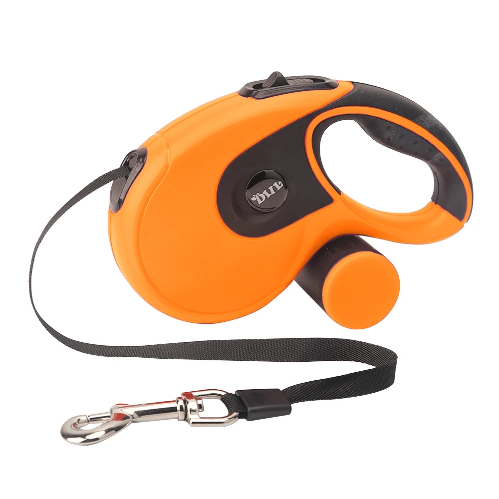 Orangewith Dispenser 5 м выдвижной поводок для собак с мешком для какашек, автоматический удлиняющий поводок для собак, поводок для собак, аксессуары для домашних животных - Цвет: Orangewith Dispenser