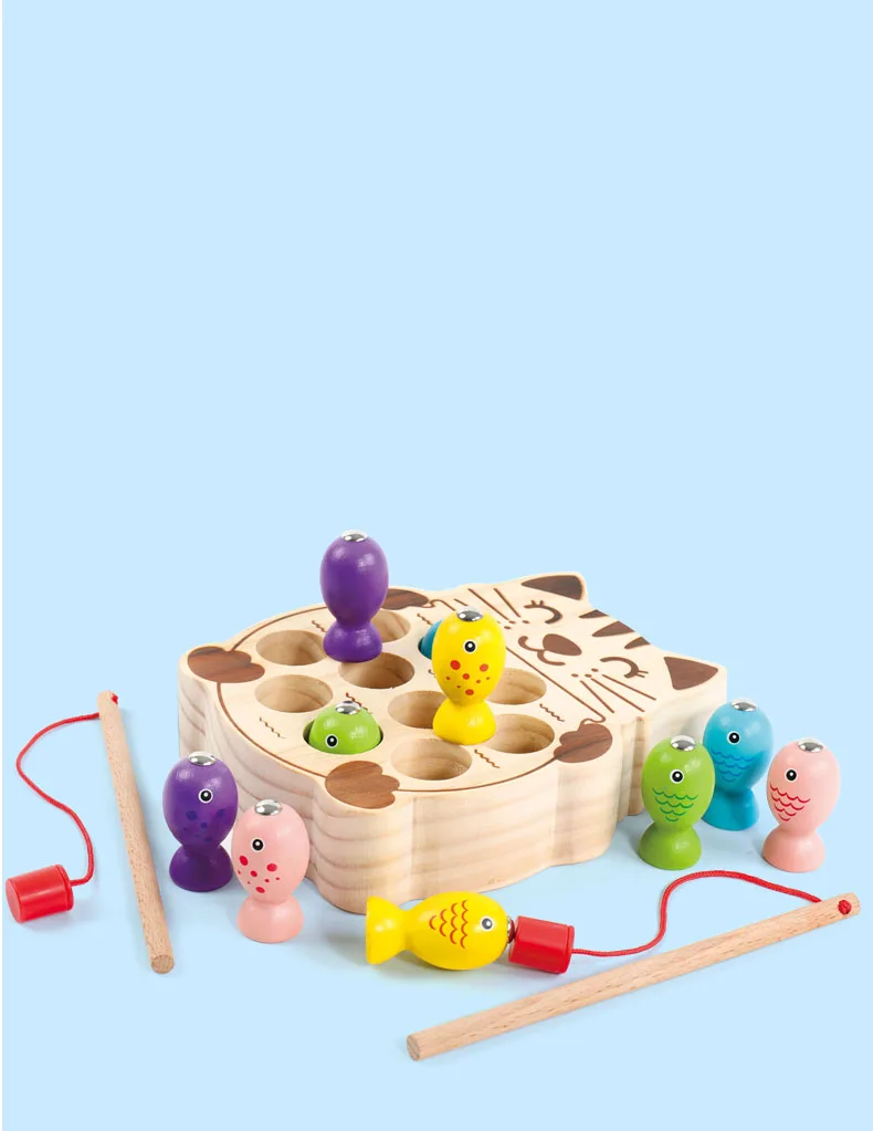 Preschool Wooden Montessori Toys Magnetic Fishing Game Baby Puzzle Early Education Teaching Aids Math Toy For Children Girl Gift