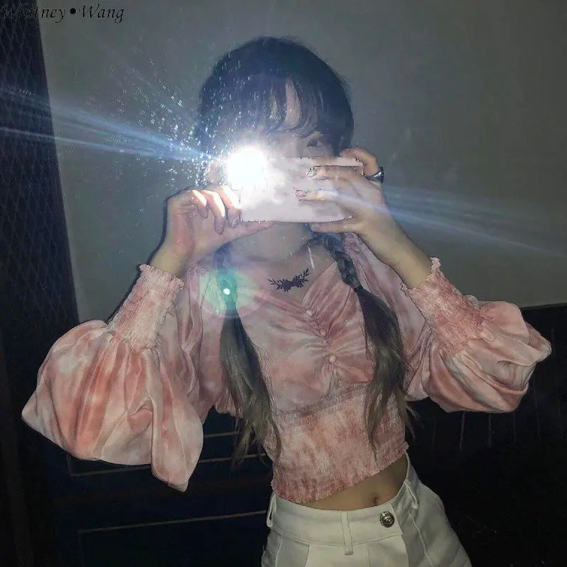 WHITNEY WANG 2019 весенне-летняя модная уличная шифоновая блуза с квадратным воротником