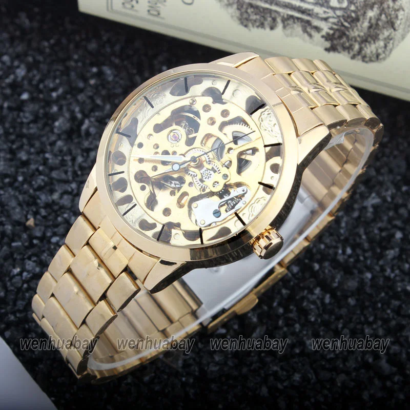 Часы наручные автоматические механические с автоподзаводом и скелетом из