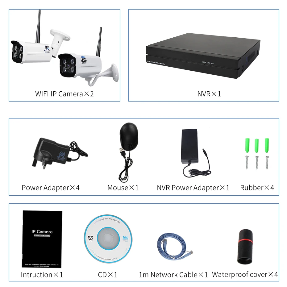 ZSVEDIO система наблюдения камера безопасности wifi 720P 960P 1080P 4CH Full HD монитор