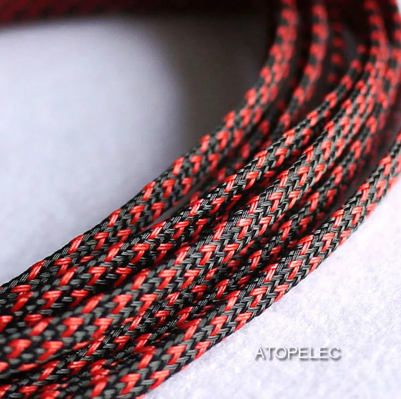 Black Red 4 мм широкий плотный Плетеный ПЭТ расширяемый кабель оболочка провода черный/серебристый/золотой/красный/оранжевый/желтый/зеленый/синий/белый/прозрачный - Цвет: Black Red