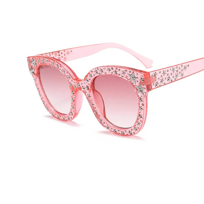 Винтажные квадратные Стразы Солнцезащитные очки женские роскошные кошачий глаз