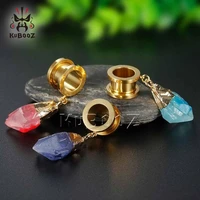 kubooz dangle ear plugs piercing tunnels crystal eardrop body jewelry steel screw earring gauges expander women fashion gift 2pc