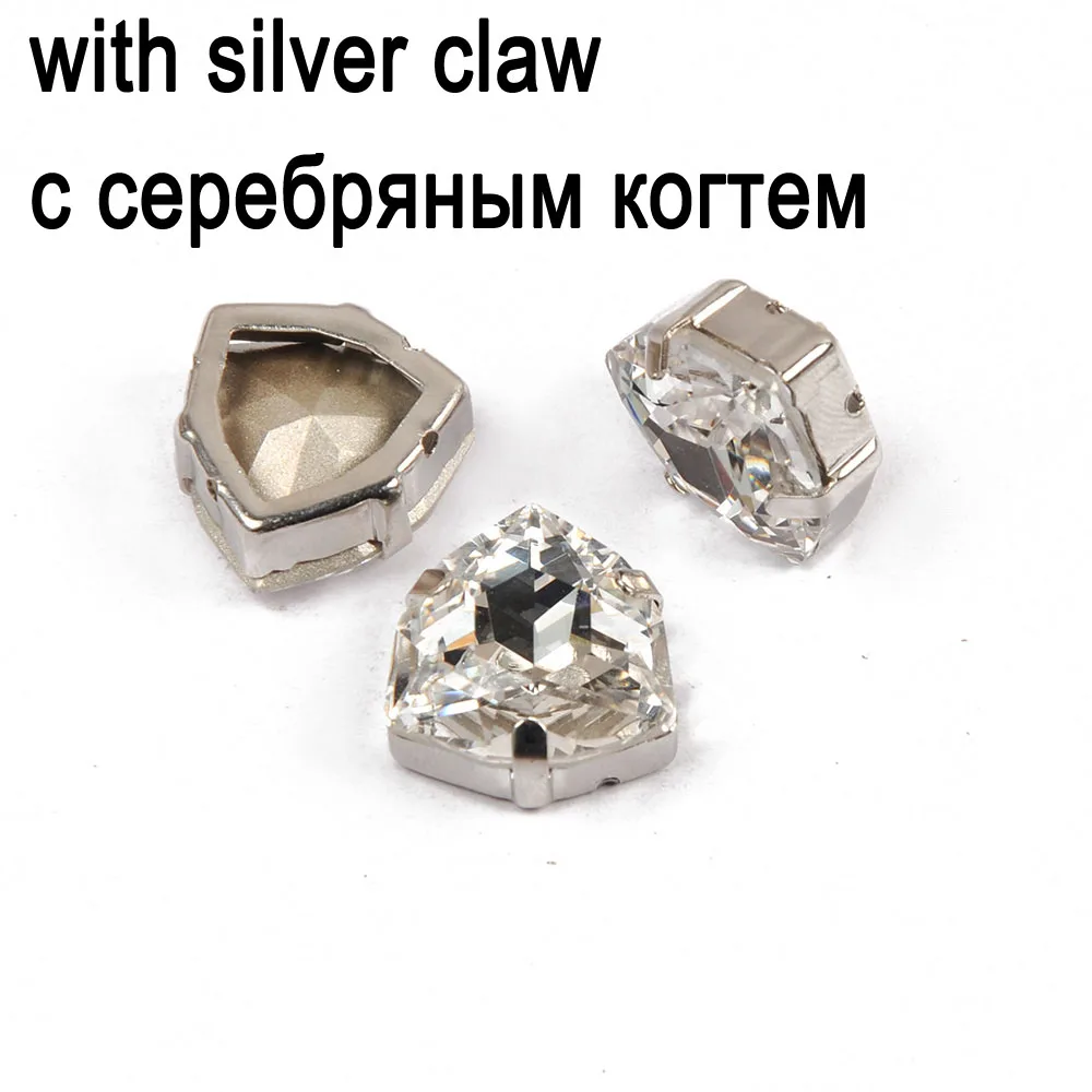 crystal with silver Подлинная жир триллиант k9 кристально чистые стразы стекло пришивные стразы серебряное золото основа с отверстием diy/аксессуары для одежды - Цвет: crystal with silver