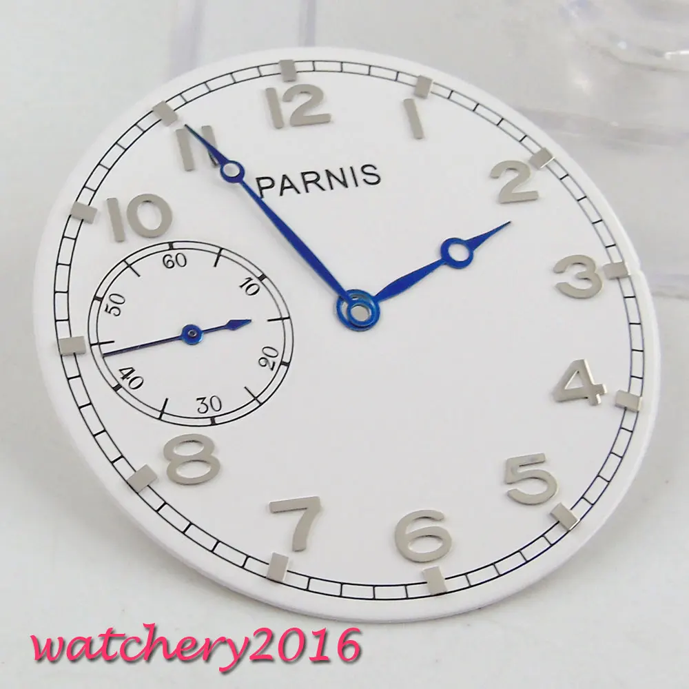 Часы Parnis 38 9 мм с синими стрелками и белым циферблатом подходят для eta 6497 часы
