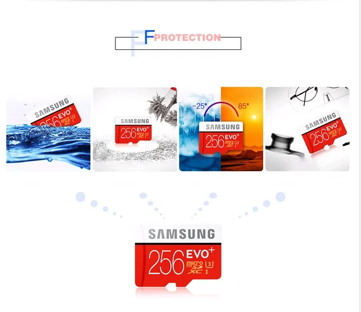 SAMSUNG карта памяти micro sd 256 ГБ EVO Plus Class10 Trans Микро карта для смартфона 256 ГБ 95 МБ/с. Водонепроницаемый TF Memoria Sim карты