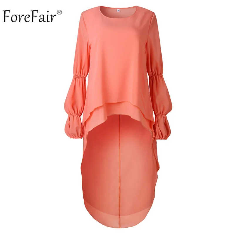 Forefair, свободная женская блузка с длинным рукавом и оборками, осень, шифоновая Повседневная рубашка с рукавом-фонариком размера плюс, женская блузка s